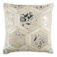 thumbnail image 2 of SAFAVIEH Maggie Metallic Cowhide 20" x 20" Pillow Geometric Pillow, White/Silver, 2 of 2