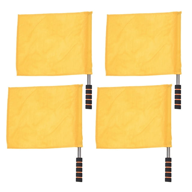 KAKOWELY 4pcs Track and Field Events Referee Flag Match Stainless Steel Pole Command Flag Hand Signal Flags (Yellow),17.72"X13.78"X1.18"