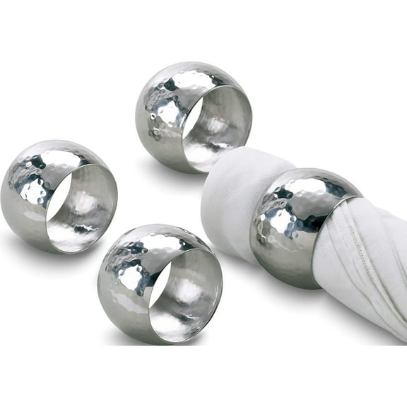 Fashion Set Of 4 Hammered Napkin Rings (2 X 2) Made In India gm6876