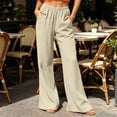thumbnail image 2 of Vrorvz Womens Long Pants Elastic Waisted Straight Leg Pant Casual Loose Summer Trouser Stretch Trouser with Pocket, 2 of 5