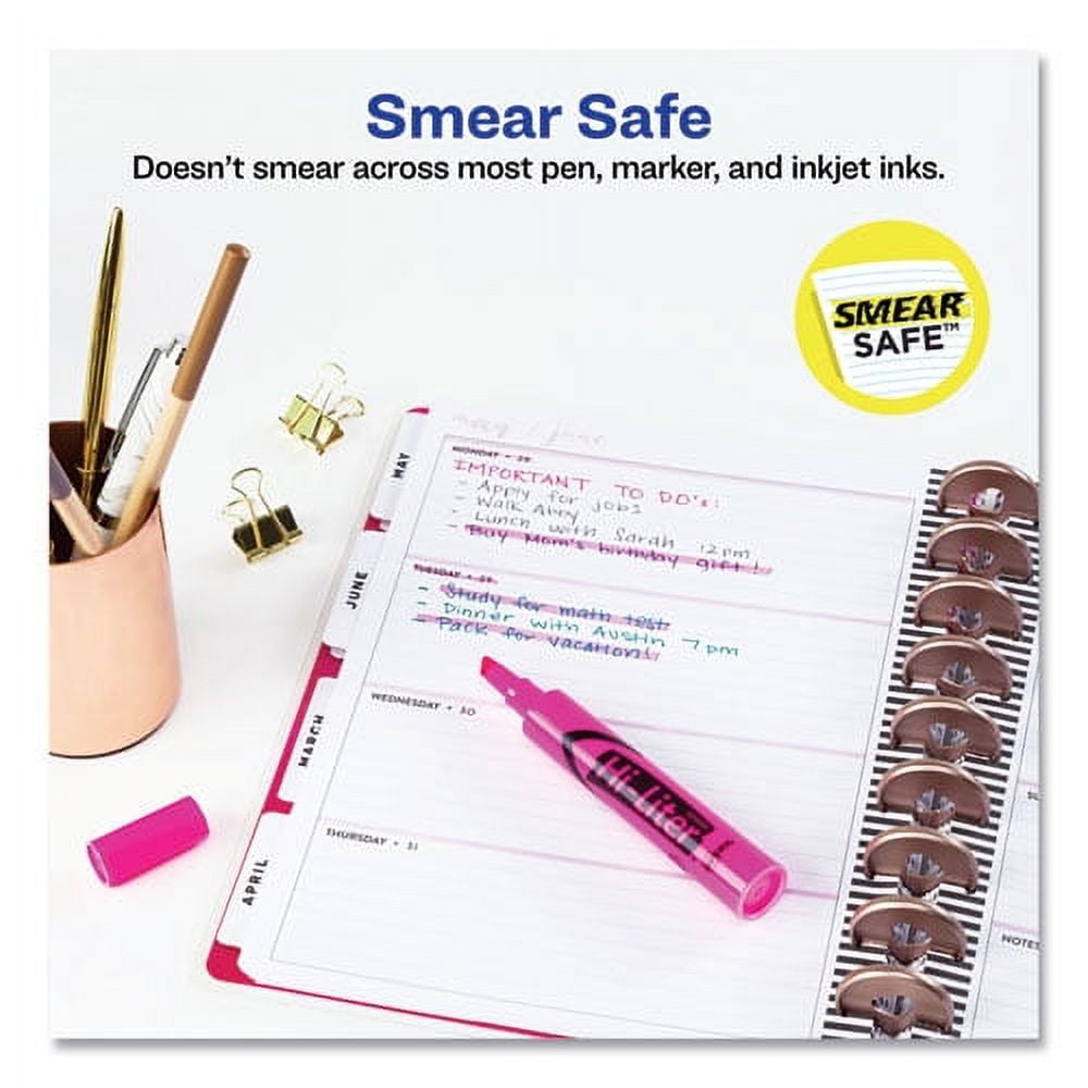 "Hi-Liter Desk-Style Highlighters, Fluorescent Pink Ink, Chisel Tip, Pink/black Barrel, Dozen | Bundle of 2 Dozen"