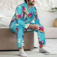thumbnail image 5 of Mens Pajamas Set, Cute Colorful Macaw Monstera Button Down Long Sleeve Loungewear Sleepwear Pjs sets for Men, 5 of 5