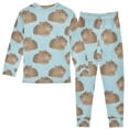 thumbnail image 2 of joogoo Cute Capybara Blue 2 Piece Long Sleeve Tee and Pants Cotton Pajama Set 6Y, 2 of 7