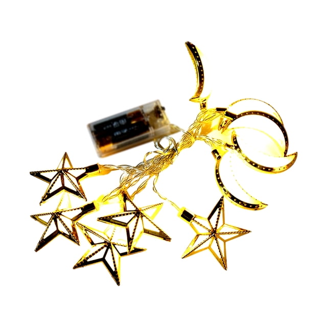 5ft 10LED Eid Ramadan String Lights Star & Moon Shaped