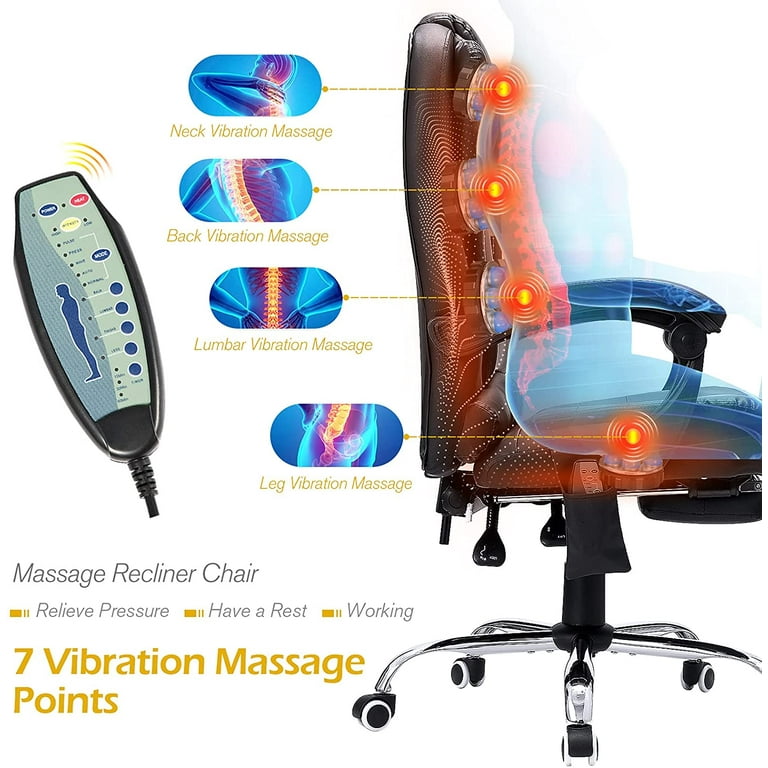 YODOLLA High Back Faux Leather Office Chair Ergonomic Adjustable Heated Massage Feature Black Walmart