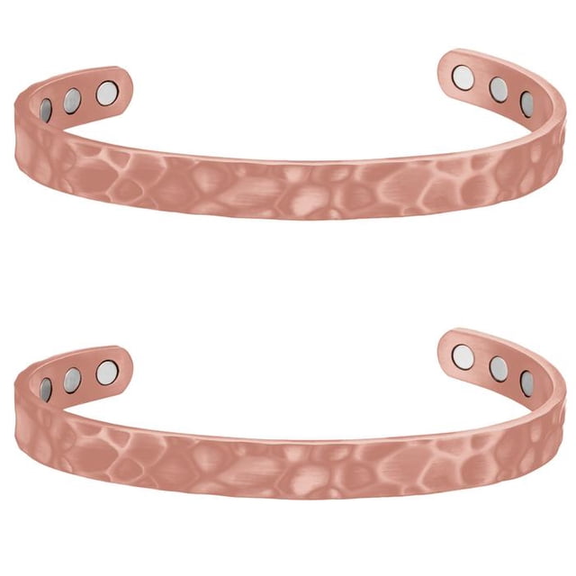 Pulsera magnética de cobre CooperWavs 2Pzas 15-18cm 8mm Cobre Texturizado Color: Cobre.