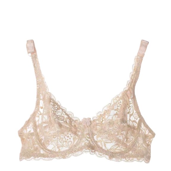 LYEAA Lace Bras for Women Underwire Push Up Bras Supportive Lightweight Breathable Soft Comfortable Everyday Bra Beige 36