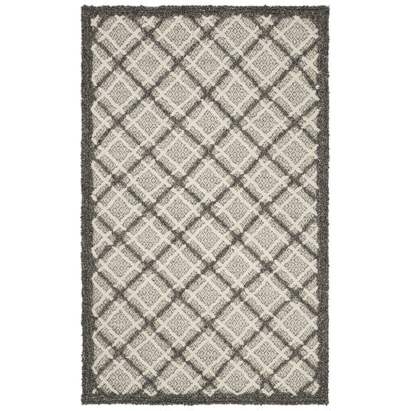 SAFAVIEH Trace Millicent Geometric Wool Area Rug, Dark Grey/Light Grey, 4' x 6'