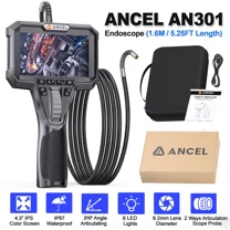 ANCEL AN301 Endoscope 6.2MM Two-Way Articulating Borescope HD Endoscope with 6 LED Lights Car Inspection Tools