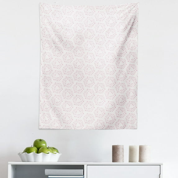 Botanical Tapestry, Romantic Dandelion Flower Pinkish Monochrome Doodle Style Print, Fabric Wall Hanging Decor for Bedroom Living Room Dorm, 5 Sizes, Pale Rose Pale Pink, by Ambesonne
