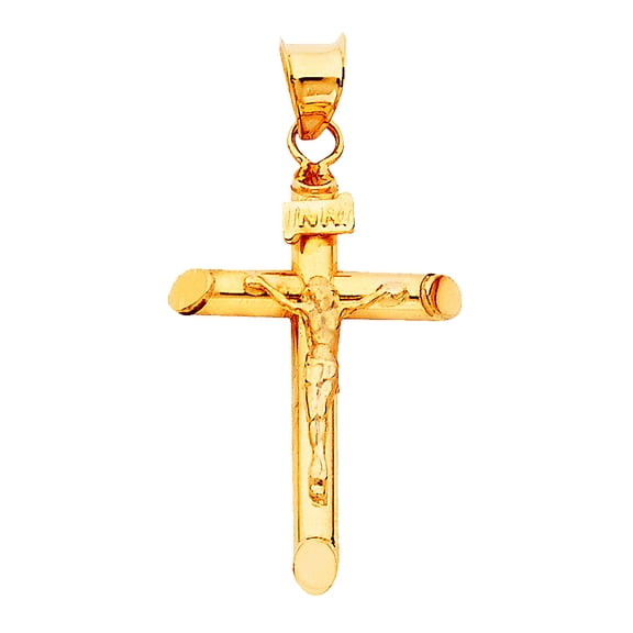 14k Yellow Gold Crucifix Pendant Necklace 17x25mm Pendant for Women - 1.2 Grams