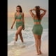 thumbnail image 5 of Conjunto de Bikini de Cintura Alta con Falda de Baño para Mujer, Verde, Talla S, 5 of 6