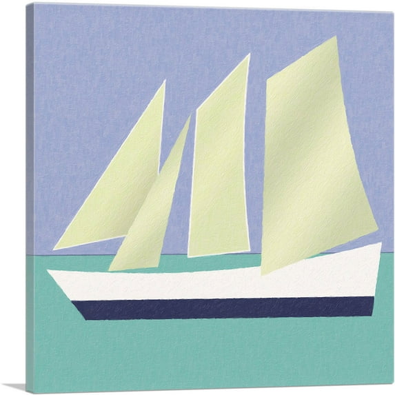ARTCANVAS Modern Cutout Boat Canvas Art Print - Size: 26" x 26" (1.50" Deep)