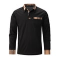 thumbnail image 4 of Camisa deportiva de manga corta con solapa y bolsillo para hombre, primavera-verano - Tejido transpirable, rayas en contraste, poliéster, entrenamiento/uso diario - S-XXXL, 4 of 5