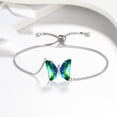 thumbnail image 5 of 925 Sterling Silver Green Butterfly Bracelet Emerald May Birthstone Bracelets Jewelry Crystal Women Birthday Mother's Day Gifts Juwaliy, 5 of 7