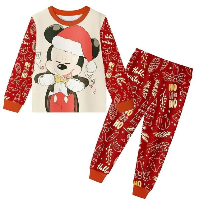 Pijamas de dibujos animados para niños y niñas, ropa de dormir de Mickey Mouse, Minnie Mouse, Kawaii, de 2 a 8 años