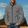 thumbnail image 2 of Kureaily Men Solid Color Zipper Stand Up Collar Cardigan Fleece Jacket Casual Loose Business Trend Comfortable Jacket, 2 of 7