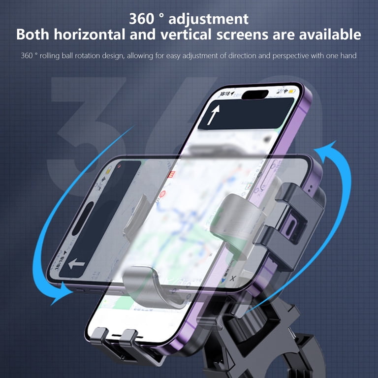 Universal Motorcycle & Bike Phone Holder - Adjustable Shockproof Handlebar Mount For Smartphones 4.5-7.2 Inches, One-Hand Operation 4 thumbnail image