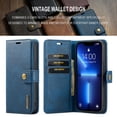 thumbnail image 3 of Leather 2 in 1 Wallet Magnetic Case Card Stand Bag Phone Cover Skin For iPhone 15, Blue, 3 of 6