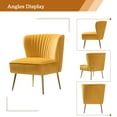 thumbnail image 4 of Fall Velvet Accent Chair Armless Side Chairs Set of 2 Gold Leg Home Bedroom Adult Mustard, 4 of 12