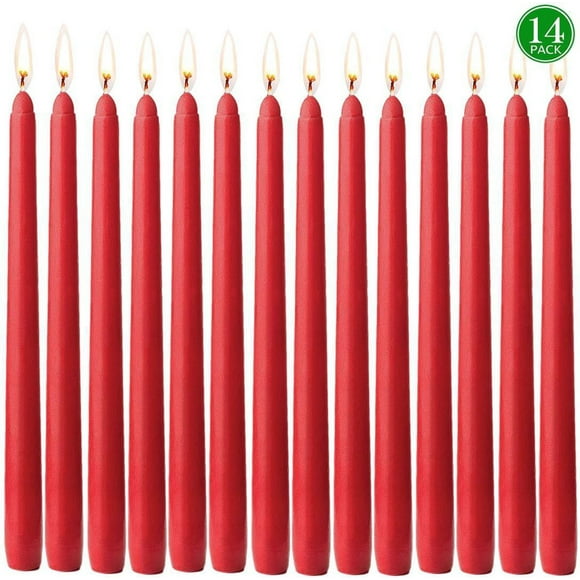 Xihbxyly 14 Velas Cónicas Rojas Sin Aroma, Elegante Diseño Vertido a Mano, Antigoteo, Perfectas para Bodas, Cenas, Celebraciones y Eventos Religiosos, 25 Cm de Alto, Juego de 14
