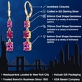 thumbnail image 2 of Gem Stone King 18K Yellow Gold Plated Silver Pink Created Sapphire 3 Stone Dangle Earrings for Women (6.00 Cttw, Gemstone September Birthstone, Oval 8X6MM, 7X5MM and 6X4MM), 2 of 6