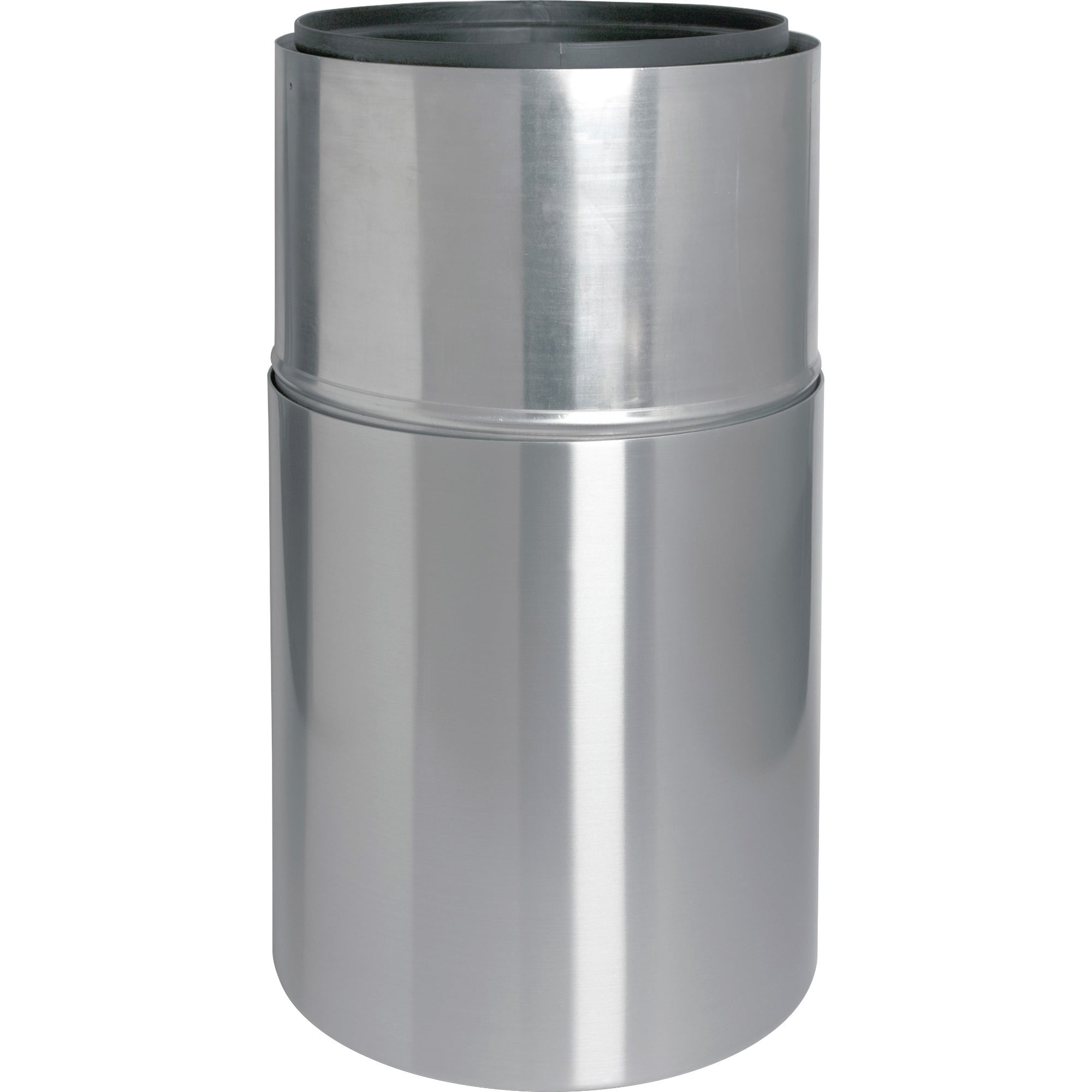 Genuine Joe Classic Cylinder 2-piece Waste Receptacle - 35 Gal Capacity - Weather Resistant, Fire Proof, Leak Proof - 34" Height X 18" Diameter - Aluminum - Silver - 1 Each