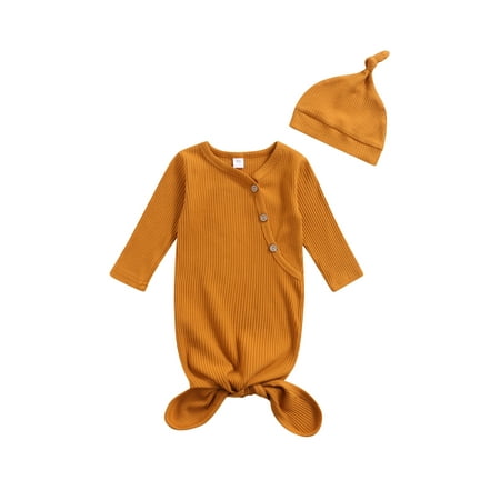 

Jkerther Newborn Infant Gown and Cap Wrap Sleeping Bag and Hat Set Unisex Sleepwear