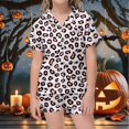 thumbnail image 2 of JAJAHO Girls Satin Pajamas Set Leopard 2 Piece Pjs Short Sleeve Button Up Shirts And Shorts Sets For Kids 2-13Y, 2 of 5
