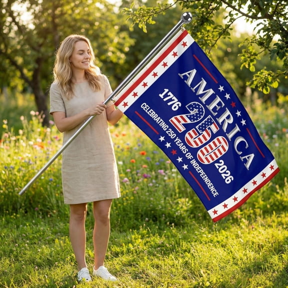 Blue American Flag for 250th Anniversary - Double Sided Heavy Duty Outdoor Flag, 1776-2026 USA Freedom Banner for Yard & Indoor Decor Blue
