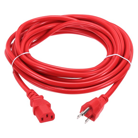 Uxcell 20ft 18 AWG Red 18/3 Universal Power Cord C13 to NEMA 5-15P 10A 125V 3-Prong Extension Power Cord