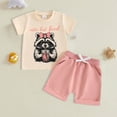 thumbnail image 2 of BOBOGOJP Toddler Baby Boy Summer Outfits I Require Snacks Raccoon Short Sleeve T-Shirts Shorts Set Cute Infant Clothes, 2 of 3