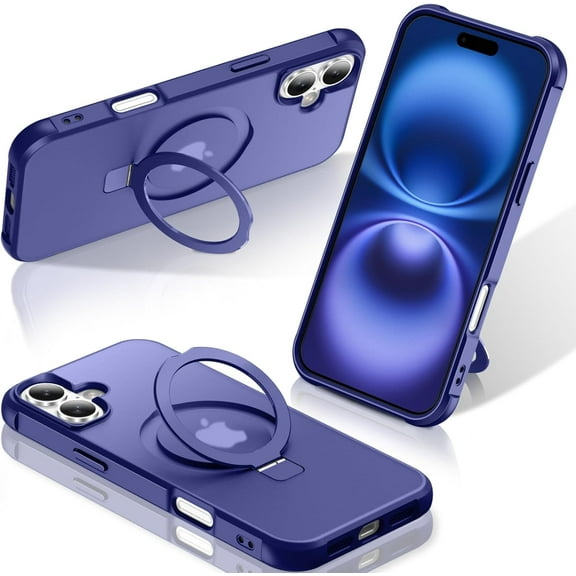 REQO Magnetic Stand Ring Compatible with iPhone 16 Plus Case [Military Grade Drop Plustection][Compatible with Mag-Safe] Kickstand Slim Matte Case for iPhone 16 Plus Phone 6.7"