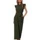 thumbnail image 1 of SAYOO Mono de Mujer, Mono de Color Liso con Cuello Redondo Sin Mangas con Volantes y Bolsillos para Verano, S/M/L/XL SAYOO Diaria, 1 of 9