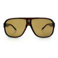 thumbnail image 4 of Mens Large Tempered Glass Lens Racer Plastic Manly Sunglasses Tortoise - Brown, 4 of 8