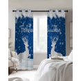 thumbnail image 2 of Navy Blue Christmas Black Out Curtains 63 Inch Long, Room Darkening Draperies Curtains Panels, Winter Xmas Elk Snowflake Pine Trees Thermal Insulated Curtain for Bedroom Living Room 52"x63" 2 Panels, 2 of 8