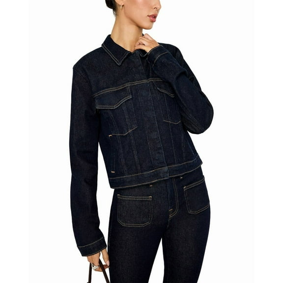 GOOD AMERICAN womens  Committed Denim Jacket, s, Blue