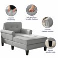 thumbnail image 4 of ijuicy Chaise Lounge Chair, Modern Lounge Chair Indoor, Oversized Comfy Chaise Lounge with Pillow - Light Gray, 4 of 8