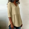 thumbnail image 4 of Gamivast Babydoll Blouses for Women Peplum 3/4 Sleeve Casual Tunic Tops Solid Color Babydoll Shirts Loose Fit Flowy Lightweight Comfortable Spring Fall Everyday Wear, 4 of 6