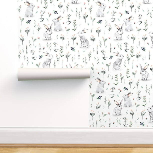 Peel-and-Stick Removable Wallpaper Watercolor Rabbits Easter Bunnies
