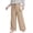 Khaki, variant on Womens Plus Size Pants Wide Leg Pants Palazzo Drawstring Elastic Waist Lounge Pants Spring Summer Lightweight with Pockets Black 2X