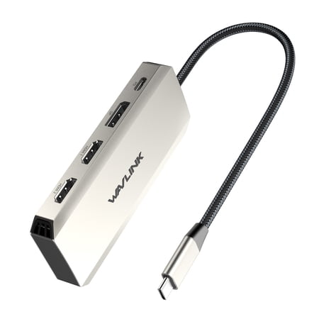 WAVLINK 4K Triple Display USB C Dock, 7-In-1 Laptop Dock Station with 95W Charging, DisplayPort, 2HDMI, 480Mbps USB2.0-A for Laptops