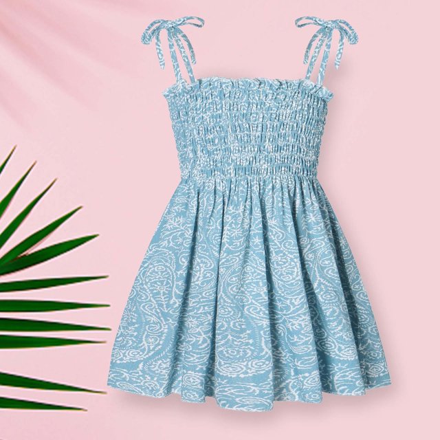 LOVZFMLL Robe Mignonne à Manches Courtes pour Tout-Petits Enfants Imprimé Épissure Extensible Robe Trapèze