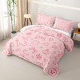 thumbnail image 3 of Manfei Pink Halloween Skull Print Quilt Full for Girls, Kawaii Bow Ghost Full Bedspread Sets, 3 of 7