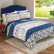 Better Homes & Gardens Blue Floral Patchwork Banded Jacobean Sham, 1 Each