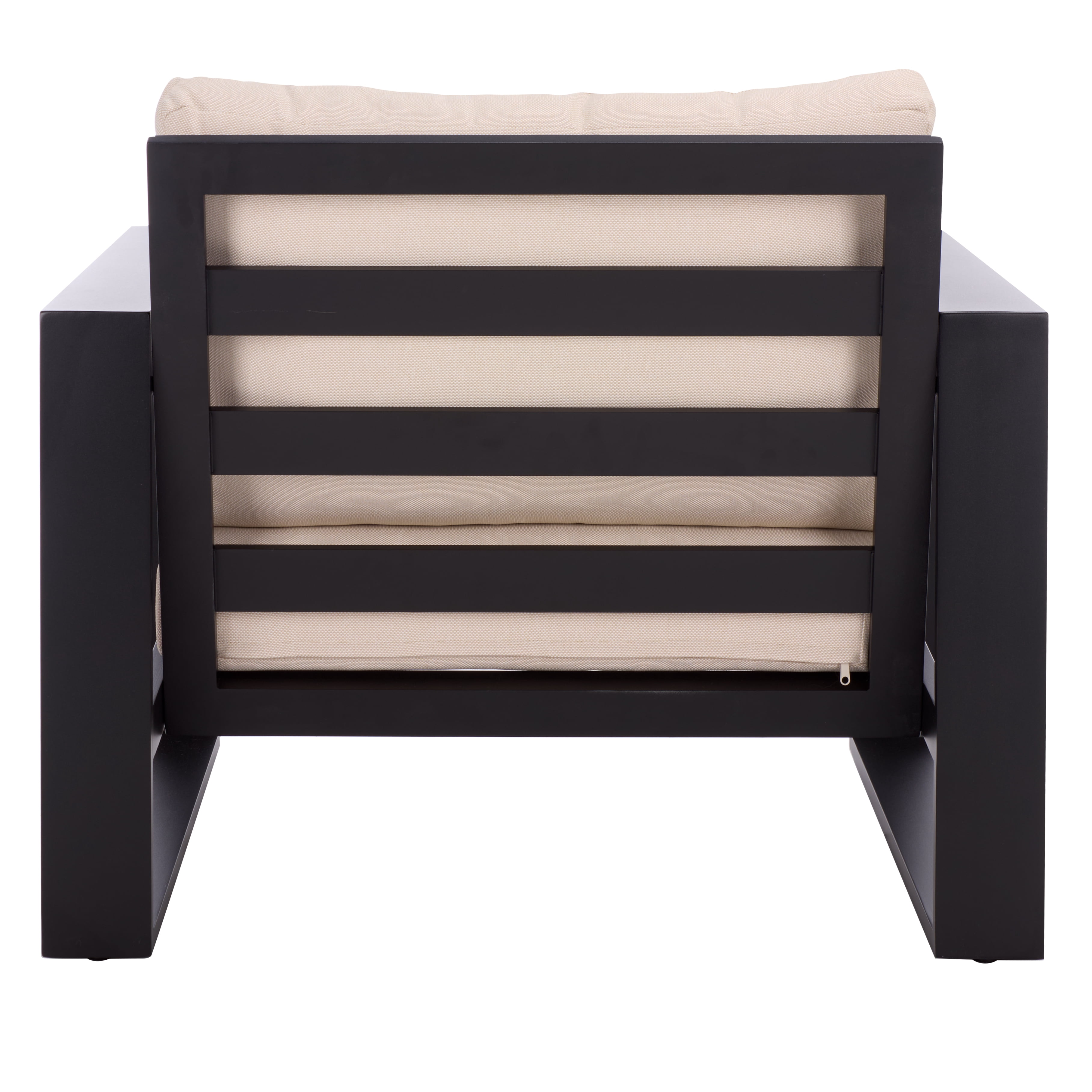Safavieh Fash Scandinavian Metal and Fabric Armchair, Black/Taupe, Set of 2