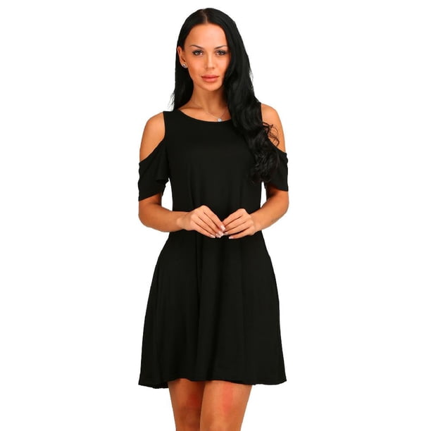 Mini Vestidos De Verano Para Las Mujeres Playa Sólidos Elegantes Fuera De Los Hombros Sexy Vestido Casual Corto