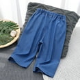 thumbnail image 7 of Odeerbi 5-12 Years Kids Boys Soft Jeans Summer Ruffle Denim Capris Casual Straight Leg Cowboy Cropped Pants, 7 of 7