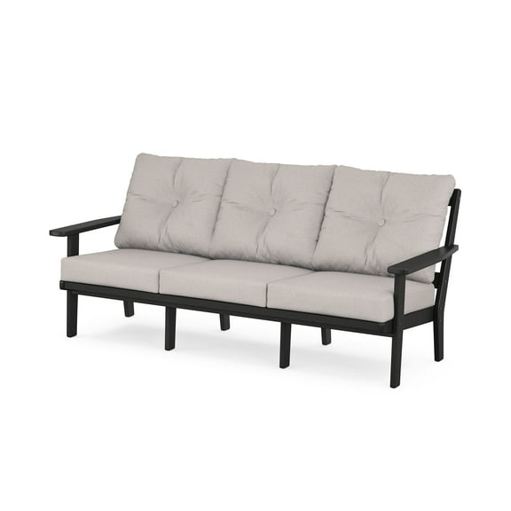 POLYWOOD® Prairie Deep Seating Sofa in Black / Dune Burlap
