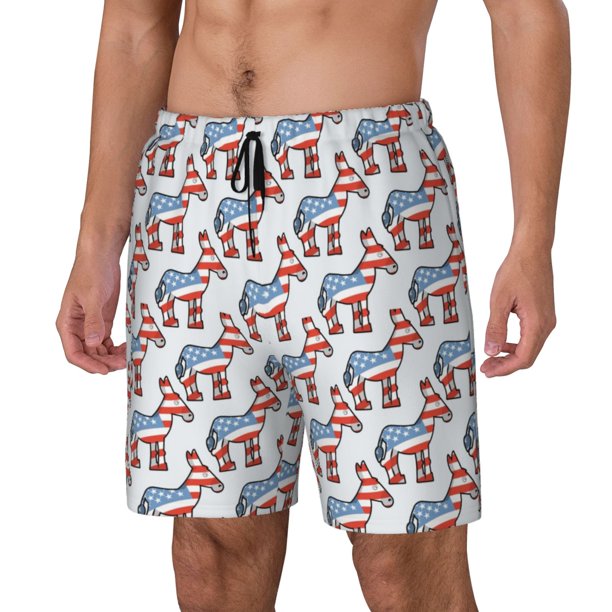 Balery Donkey Bañador para hombre, shorts de playa de secado rápido con entrepierna y forro de compresión-Large